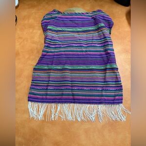 Pup Crew Striped Purple Dog Poncho